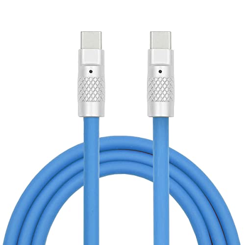 xiwai 120 W Power Typ C USB-C auf USB-C Flüssigsilikon Ultra Soft USB 2.0 Datenkabel Blau Schnellladung für Laptop Tablet Handy 1 m von xiwai