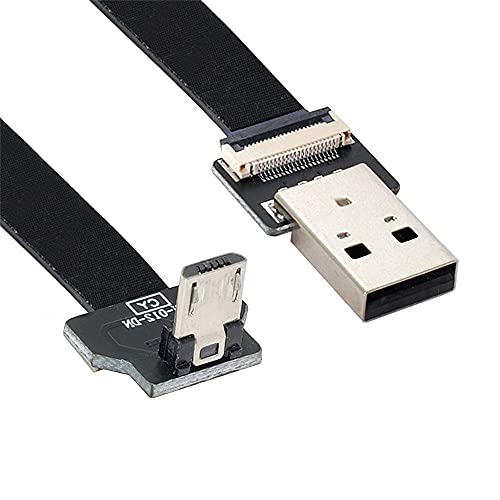 xiwai 2,0 m nach unten abgewinkelter USB 2.0 Typ-A-Stecker auf Micro-USB 5-poligen Stecker, Datenkabel, flach, flach, FPC-Kabel für FPV, Disk und Telefon von xiwai