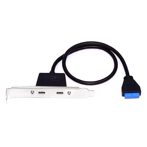 xiwai Dual Ports USB 3.0 USB-C Typ-C Buchse auf 20 Pin Header Hochgeschwindigkeits-Datenübertragung mit 5 Gbit/s PCI-E-Rückwandkabel für Computer-Motherboards 50 cm von xiwai