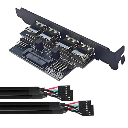 xiwai Motherboard Interne vier USB 2.0 Buchse Mount Panel zu 9pin Baffle Kabel mit Extral SATA Power und 12cm Halterung von xiwai