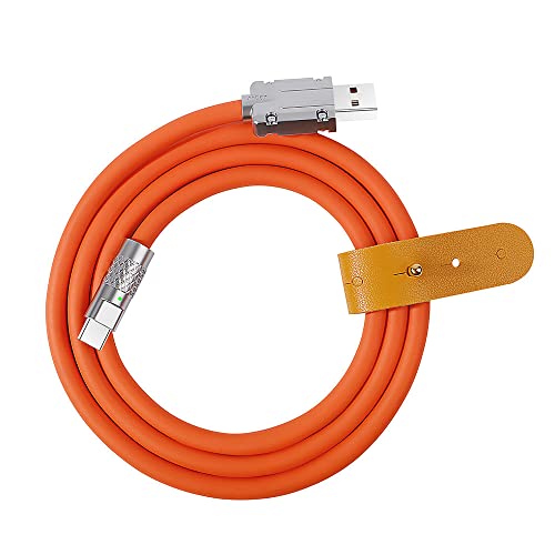 xiwai Typ A 120 W Power USB-A auf USB-C Flüssigsilikon Ultra Soft USB 2.0 Datenkabel Orange Schnellladung für Laptop Tablet Handy 100 cm von xiwai