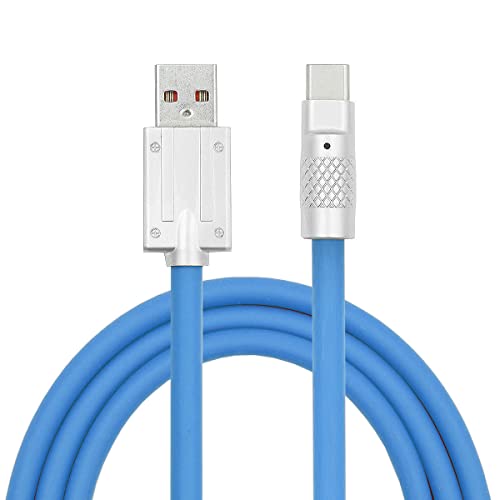 xiwai Typ A 120 W Stromversorgung USB-A auf USB-C, Flüssigsilikon, ultraweich, USB 2.0, blaues Datenkabel, schnelles Aufladen für Laptop, Tablet, Handy, 100 cm von xiwai