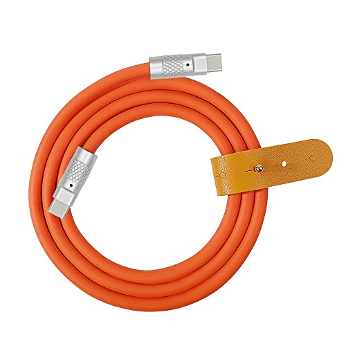 xiwai Typ C 120 W Power USB-C auf USB-C Flüssigsilikon Ultra Soft USB 2.0 Datenkabel Orange Kabel Schnellladung für Laptop Tablet Handy 1 m von xiwai