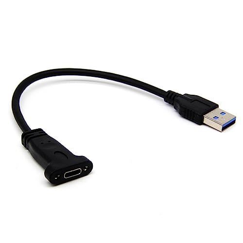 xiwai Typ-C-Buchse-Kabel, USB-C USB 3.1 Typ C Buchse auf USB 3.0 A Stecker, Datenkabel, 20 cm, mit Panel-Montage-Schraubenloch von xiwai
