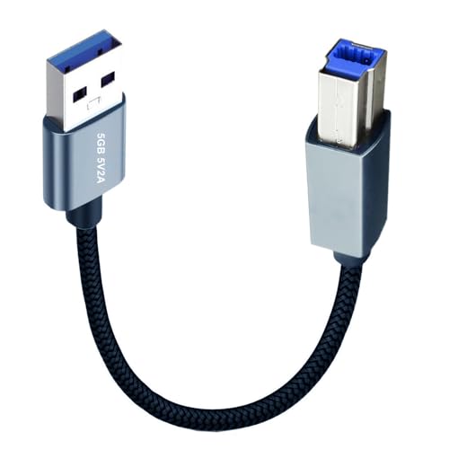 xiwai USB-auf-USB-Kabel, 30 cm, USB 3.0 Typ-A-Stecker auf Standard-B-Stecker, 5 Gbit/s, Datenkabel, Silber, kompatibel für Disk SSD Kamera von xiwai