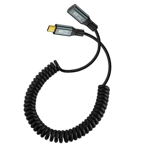xiwai USB4 Stretch Typ-C Stecker auf Buchse Verlängerungskabel, Tastatur, gewickeltes USB-C-Ladegerät, Datenkabel, 20 Gbit/s, 100 W, 8 K, für Laptop, Tablet von xiwai