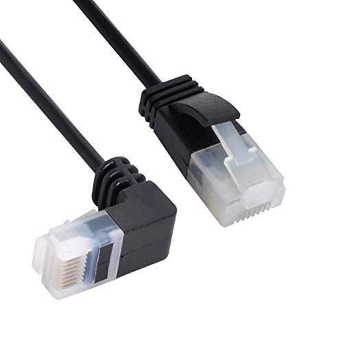 xiwai Ultra Slim Cat6 Ethernet Kabel RJ45 Abgewinkelt auf Gerades UTP Netzwerkkabel Patchkabel 90 Grad Cat6a LAN für Laptop Router TV Box (1,0m) von xiwai