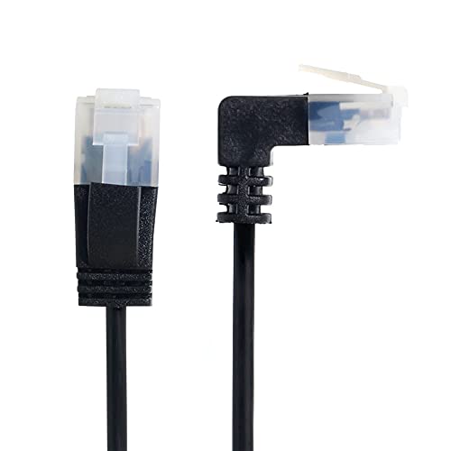 xiwai Ultra Slim Cat6 Ethernet Kabel RJ45 Abgewinkelt auf Gerades UTP Netzwerkkabel Patchkabel 90 Grad Cat6a LAN für Laptop Router TV Box (1,0m) von xiwai