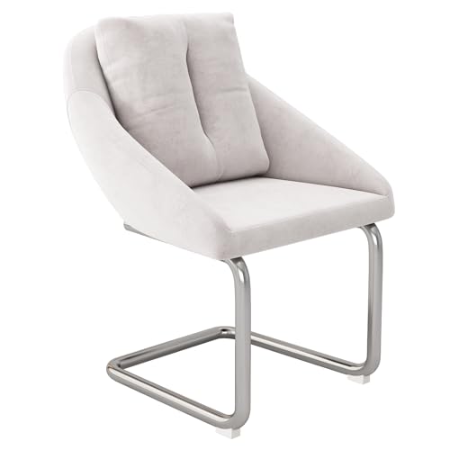 xixiworkshop Esszimmerstuhl aus Samt, 2er-Set mit Kissen, luxuriöser Drehstuhl für Wohnzimmer und Schlafzimmer, entspannender Drehstuhl, gewölbte Stützbeine, Beige/Grau (Beige) von xixiworkshop