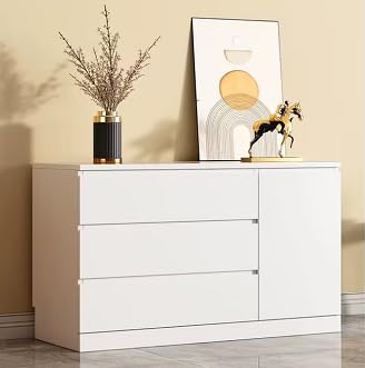 xixiworkshop Kommode Sideboard mit Beleuchtung Schwarz Marmor Optik Smart Wohnzimmerschrank Bluetooth Steuerung Vertikale Streifen Anrichte Aufbewahrungsschrank (Weiß, 120×40×75cm) von xixiworkshop