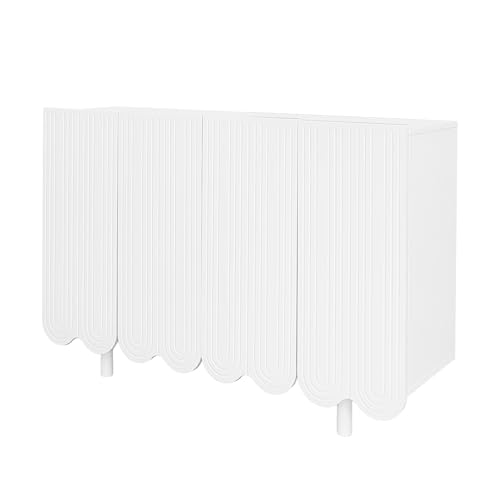 xixiworkshop Sideboard, tropfenförmiges Sideboard mit geformten Türen und Pufferscharnier (Weiß) von xixiworkshop
