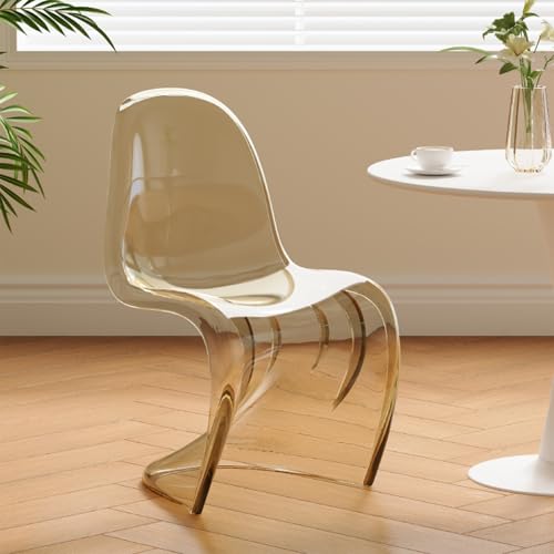 Esszimmerstuhl im Ins-Stil, Transparenter Kunststoffstuhl mit Rückenlehne for den Esstisch zu Hause, Geeignet for Wohnzimmer, Frisiertisch, Bekleidungsgeschäft, Freizeitbereich im Freien(Brown) von xjdagaoge