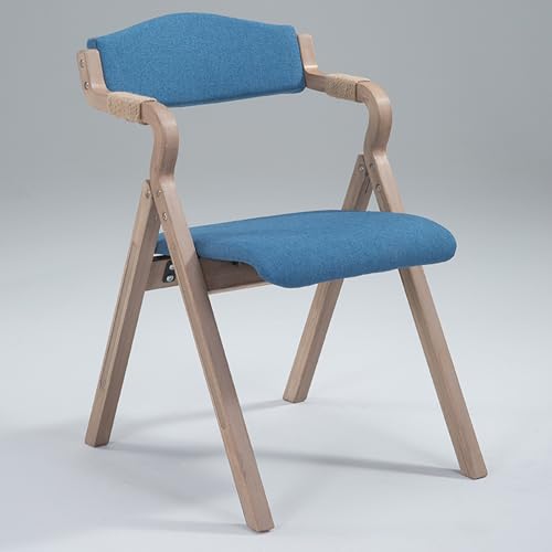xjdagaoge Bugholz-Klappstuhl, Modern, Schlicht, Retro, Folk, Mit Rückenlehne, Stoff, Balkon-Esszimmerstuhl (mit Waschbarem Kissen), Geeignet for den Innen- und Außenbereich(Blue,Large) von xjdagaoge