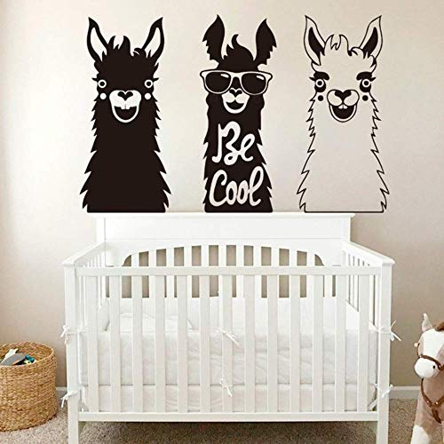 Cartoon Set Von 3 Alpaka Lama Wandtattoos Kinderzimmer Schlafzimmer Große Alpaka Lama Tier Haustier Wandaufkleber Wohnzimmer Vinyl Kunst 50X72Cm von xkmap