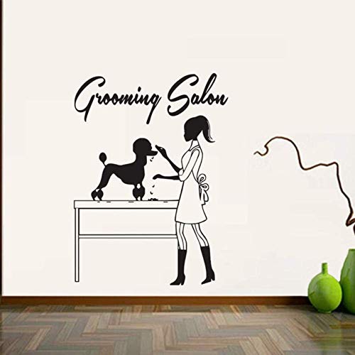 Grooming Salon Vinyl Abnehmbare Kosmetikerin Geben Einen Hund Haarschnitt Wandaufkleber Diy Wohnzimmer Wohnkultur 43X59 Cm von xkmap