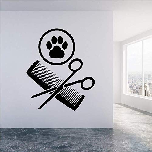 Hundesalon Salon Wandtattoo Hundepfote Dekoration Haustier Schaufenster Aufkleber Vinyl Aufkleber Haustierpflege Wand 42X57Cm von xkmap