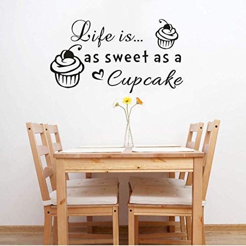 Küche Wandtattoo Das Leben Ist Süß Wie Ein Cupcake Zitat Wandaufkleber Bäckerei Dessret Shop Wand Fenster Wandbild Küche Dekor Größe 75 * 42 Cm von xkmap