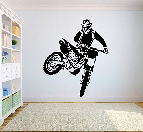 Wandtattoo Motorcross Dirt Bike Aufkleber Schlafzimmer Sport Dirt Bike Motorrad Personalisierte Jungen Teenager Zimmer 57 * 67Cm von xkmap