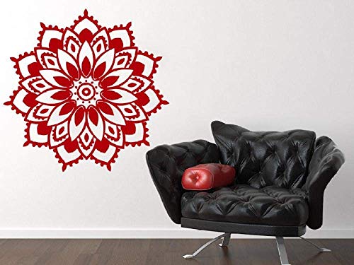 Wandtattoo Vinyl Wandaufkleber Home Decoration Namaste Om Mandala Ornament Marokkanisches Muster Yoga-56X56Cm Rot von xkmap