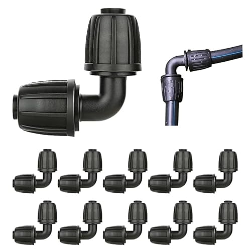 10 Stücke 16mm Tropfbewässerungsarmaturen Bewässerung Anschluss Kit für Schläuche Ellenbogen Barbed Garten Schlauch Verbinder Bewässerung System Bögen für Garten, Rasen, Schwarz von xlwen