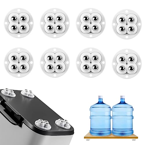 360 Grad Kugelrollen, xlwen 8 Pcs Kugelrollen Möbelrollen Selbstklebende, Selbstklebendes Mini-Universalrad für verschiedene Oberflächen wie Aufbewahrungsboxen, Nachttische, Blumentöpfe, etc. von xlwen