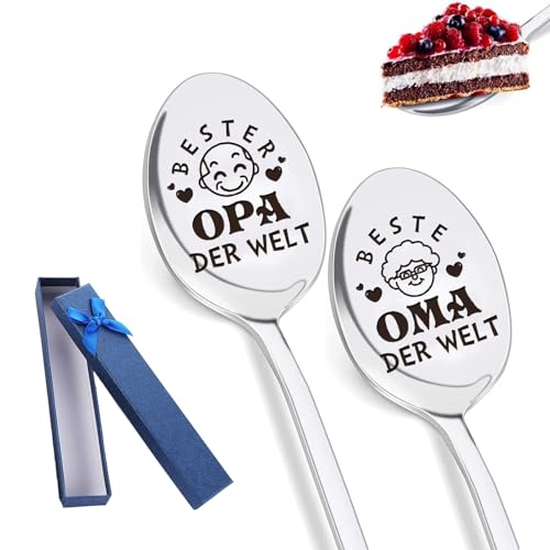 xlwen Geschenke für Oma und Opa, 2 Stück Kaffeelöffel mit Gravur - Beste Opa Oma Der Welt, Oma und Opa Geschenke, Weihnachtsgeschenke Oma und Opa von xlwen
