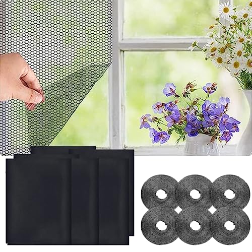 Moskitonetze für Fenster, xlwen 6 Pcs Insektenschutz Fensternetz, Fliegengitter für Fenster für schützen die Familie vor Insekten.（Schwarz） von xlwen