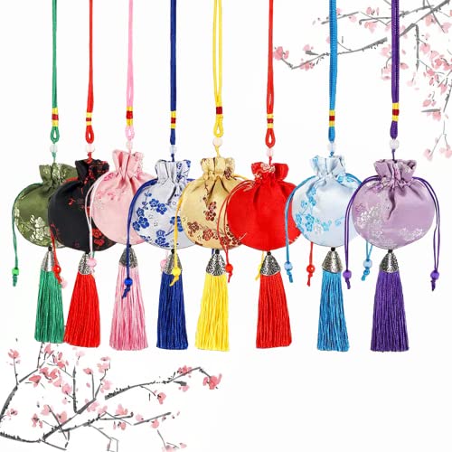 xlwen Kordelzug Beutel mit Quaste 8 pcs Brokat Kordelzug für Schmuck Hochzeitsgeschenk-Paket Seidenbrokat Taschen Chinesische Stickerei für Neujahr Ostern Geburtstagsfeier von xlwen