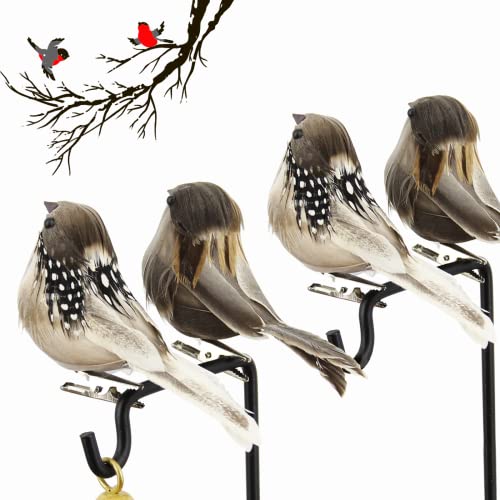 xlwen Künstliche Federvögel Vögel 4 Pcs Künstliche Vögel mit Feder und Clips, Mini Vogel Dekofigur für Den Miniaturgarten, Zweige Deko, Gartendeko und Hochzeitsdekoration von xlwen