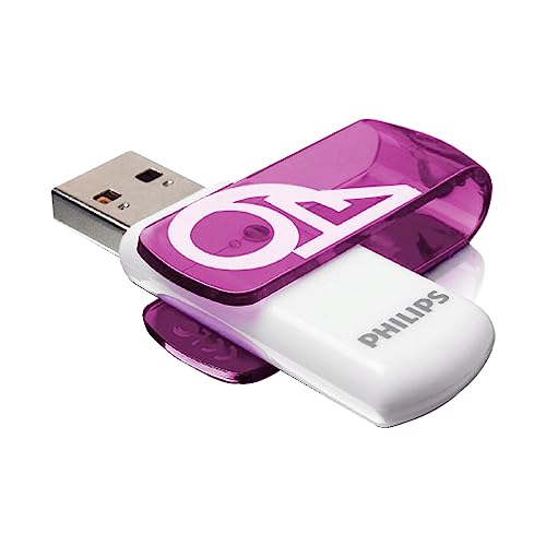 Philips Vivid Edition High Speed 2.0 USB-Flash-Laufwerk USB-Stick 64 GB mit Schwenkkappe für PC, Laptop, Computer Data Storage, Lesegeschwindigkeit bis zu 25 MB/s von Philips