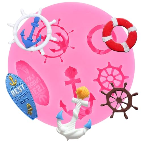 XMOLDNMS Anker Ruder Silikonform Rettungsring Surfbrett Fondant Formen für Kuchendekoration Cupcake Topper Süßigkeiten Schokolade Gummipaste Polymer Clay von xmoldnms