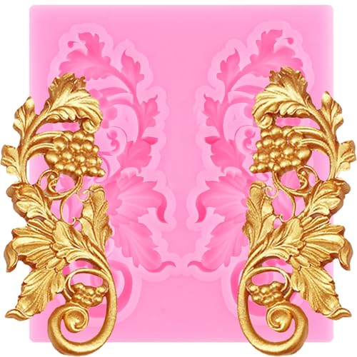 XMOLDNMS Barock-Silikonformen Mit Weinreben-Relief Fondant-Formen Weinblätter-Randform Zum Dekorieren Von Kuchen Cupcake-Toppern Süßigkeiten Schokolade Blütenpaste Polymer-Ton von xmoldnms