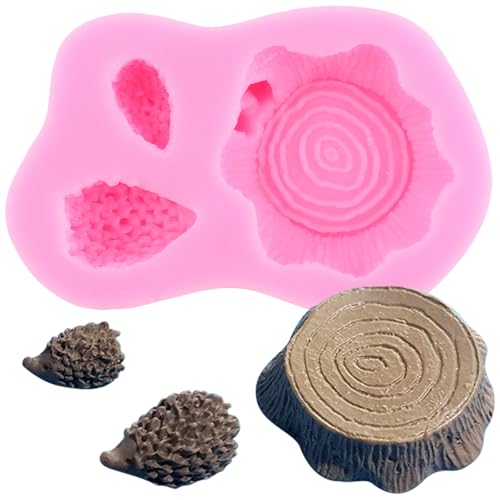 XMOLDNMS Baumstumpf-Fondantform Igel-Silikonformen Zum Dekorieren Von Kuchen Cupcake-Toppern Schokolade Blütenpaste Süßigkeiten Polymer-Ton von xmoldnms
