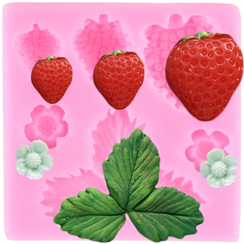 XMOLDNMS Erdbeer-Silikonform Erdbeer-Blumenblätter Fondant-Formen Für Obstkuchen Dekoration Cupcake-Topper Schokolade Blütenpaste Süßigkeiten Polymer-Ton von xmoldnms