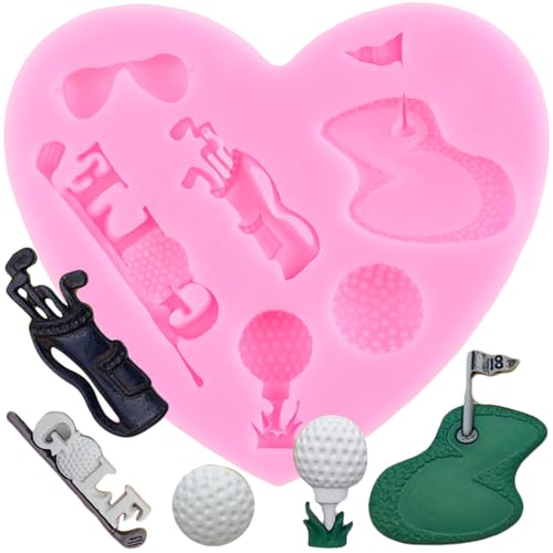 XMOLDNMS Golf-Silikonform Golfbälle Schokolade Süßigkeiten Fondant Formen Zum Dekorieren Von Kuchen Cupcake-Topper Blütenpaste Polymer-Ton von xmoldnms