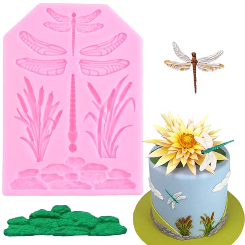 XMOLDNMS Libellen-Silikonformen für Gras, Süßigkeiten, Schokolade, Fondant, Kuchendekoration, Cupcake-Topper, Süßigkeiten, Schokolade, Gummipaste, Polymerton von xmoldnms