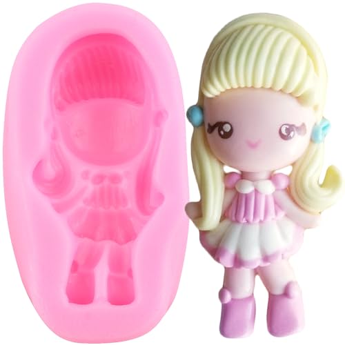 XMOLDNMS Mädchen Fondant Form Prinzessin Silikonformen Mädchen Puppe Süßigkeiten Schokoladenformen für Baby Party Kuchen Dekoration Cupcake Topper Polymer Clay Gum Paste von xmoldnms