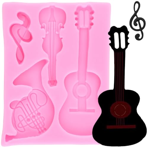 XMOLDNMS Musiknote Fondant Form Gitarre Violine Silikonform Für Kuchen Dekorieren Cupcake Topper Schokolade Gummipaste Süßigkeiten Polymer Clay von xmoldnms