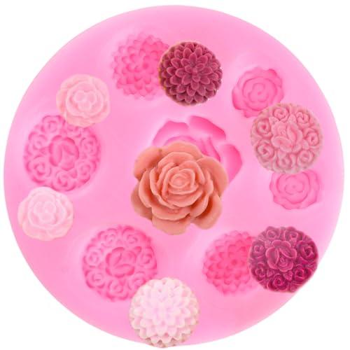 XMOLDNMS Rose Blume Silikonformen Daidy Flowr Fondant Form Chrysantheme Schokoladenform für Kuchendekoration Cupcake Topper Süßigkeiten Schokolade Polymer Clay Gum Paste von xmoldnms