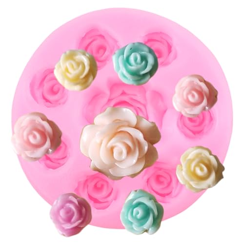 XMOLDNMS Rose Silikonformen Süßigkeiten Formen Mini Blume Fondant Form für Kuchen Verzierung Schokolade Cupcake Topper Candy Polymer Clay Gum Paste von xmoldnms