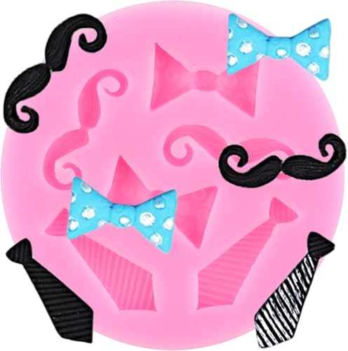 XMOLDNMS Schnurrbart Silikonform Fliege Krawatte Fondant Formen für Kuchendekoration Cupcake Topper Polymer Clay Candy Chocolate Gum Paste von xmoldnms