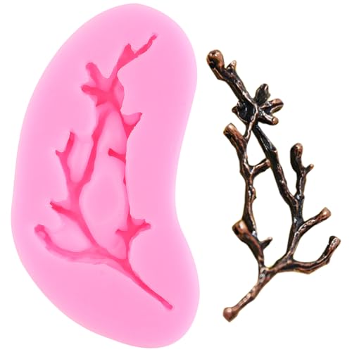 XMOLDNMS Silikonform In Form Eines Baumzweigs Zweige Blätter Fondant-Formen Zum Dekorieren Von Zuckerkuchen Cupcake-Topper Schokolade Blütenpaste Süßigkeiten Polymer-Ton von xmoldnms