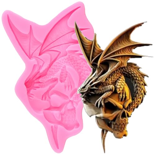 XMOLDNMS Silikonform Mit Fliegendem Drachen Drachen-Fondant-Formen Zum Dekorieren Von Kuchen Cupcake-Topper Schokolade Blütenpaste Süßigkeiten Polymer-Ton von xmoldnms