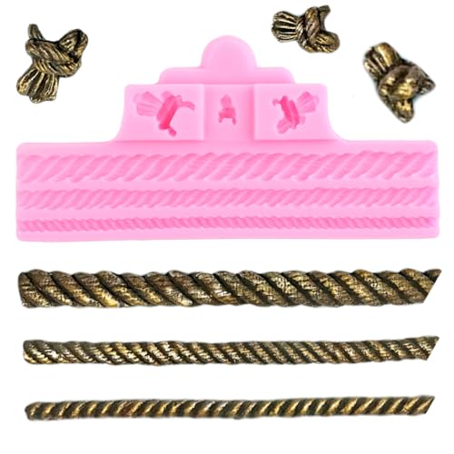 XMOLDNMS Silikonform Mit Seilen Und Knoten Piratenseil Fondantformen Für Zucker Kuchendekoration Cupcake-Topper Schokolade Blütenpaste Süßigkeiten Polymer-Ton von xmoldnms