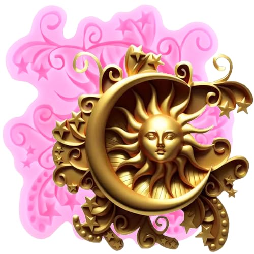 XMOLDNMS Silikonform für Fondant Sonne und Gesicht Stern Schokoladenformen zum Dekorieren von Kuchen Cupcake-Topper Blütenpaste Süßigkeiten Polymer-Ton von xmoldnms