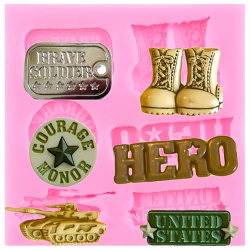 XMOLDNMS Soldat Held Armee Panzer Silikonform Armee Stiefel Fondant Formen Für Kuchen Dekorieren Cupcake Topper Schokolade Gummipaste Süßigkeiten Polymer Clay von xmoldnms