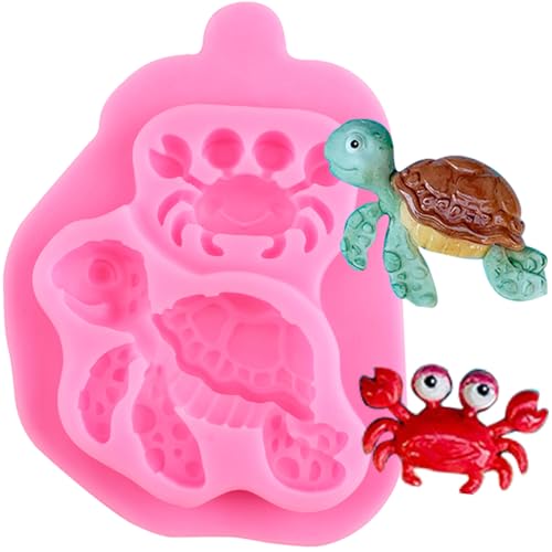 XMOLDNMS Sue Schildkröte Silikonform Krabbe Fondant Formen für unter dem Meer Thema Kuchen Dekoration Cupcake Topper Süßigkeiten Schokolade Polymer Clay Gum Paste von xmoldnms