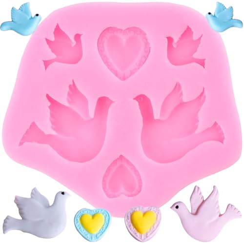 XMOLDNMS Taube Schokoladenformen Taube Silikon Fondant Form für Vogel Kuchen Dekoration Cupcake Topper Süßigkeiten Schokolade Polymer Clay Gummipaste von xmoldnms