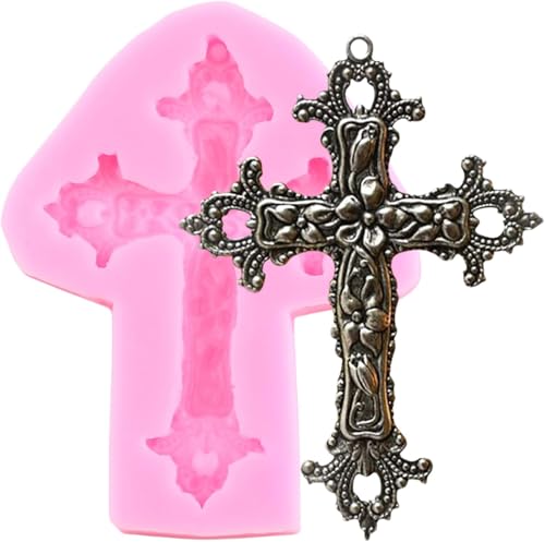 XMOLDNMS Taufe Kuchendekoration Kreuz Kuchenform Kreuz Formen Kreuz Silikon Fondant Form für Taufe Cupcake Topper Süßigkeiten Schokolade Polymer Clay Gummipaste von xmoldnms