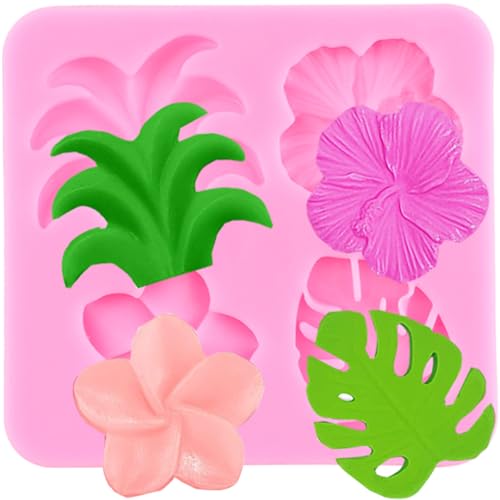 XMOLDNMS Tropische Blumen Blätter Silikonform Plumeria Hibiskus Blume Monstera Blatt Fondant Formen für Kuchen Dekorieren Cupcake Topper Schokolade Süßigkeiten Gummipaste Polymer Clay von xmoldnms